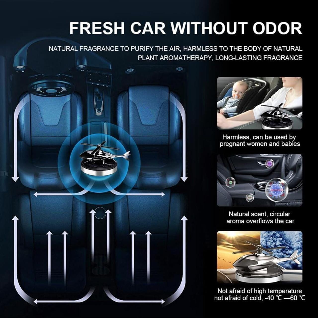 Solar Helicopter Car Air Freshener Aromatherapy Diffuser with Alloy Body