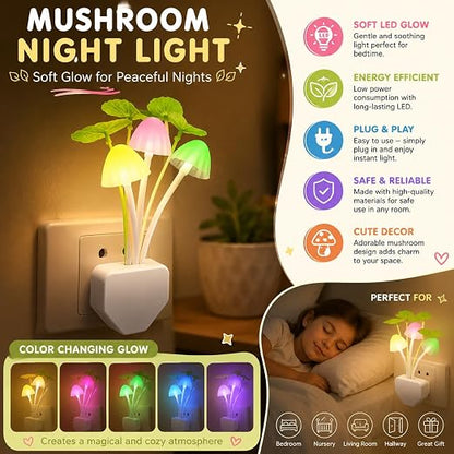 Mushroom LED Night Light – Color Changing Plug-in Lamp pack of 1