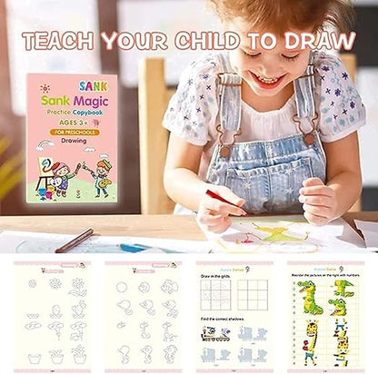 Magic Book for Kids, Sank Magic Practice Copybook(4 Book+10 Refill+1 Pen+1 Grip) - CL-RA-1345
