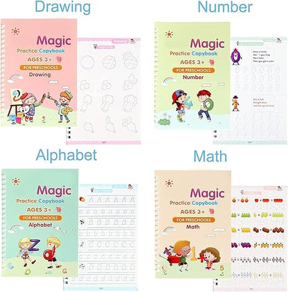 Magic Book for Kids, Sank Magic Practice Copybook(4 Book+10 Refill+1 Pen+1 Grip) - CL-RA-1345