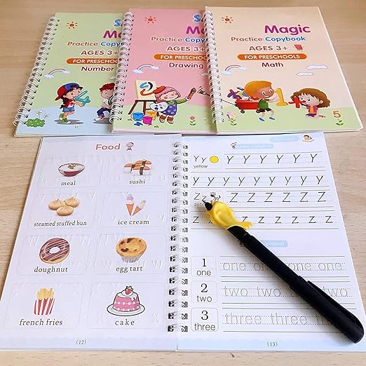 Magic Book for Kids, Sank Magic Practice Copybook(4 Book+10 Refill+1 Pen+1 Grip) - CL-RA-1345
