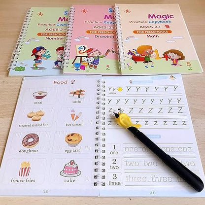 Magic Book for Kids, Sank Magic Practice Copybook(4 Book+10 Refill+1 Pen+1 Grip) - CL-RA-1345