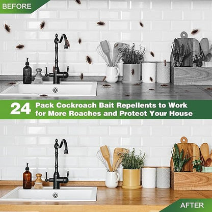 Roach Killer Indoor Infestation, Cockroach Killing Traps Indoor/Outdoor(pack of 24 pcs)